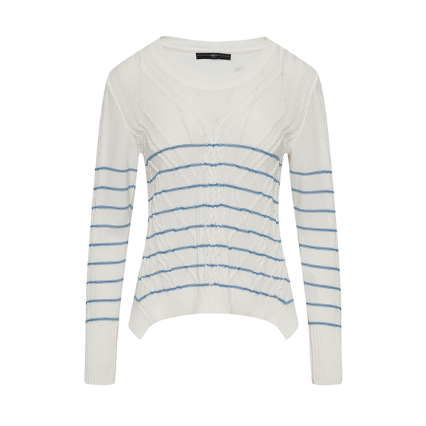 Realise Top in White Blue Stripe