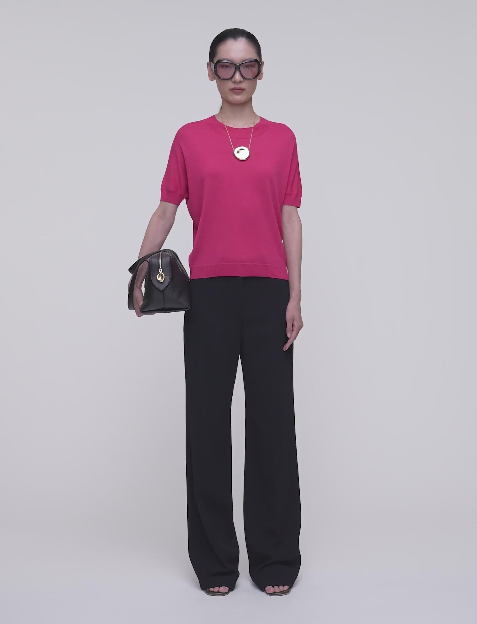 Jana Silk Knit Top Fuchsia