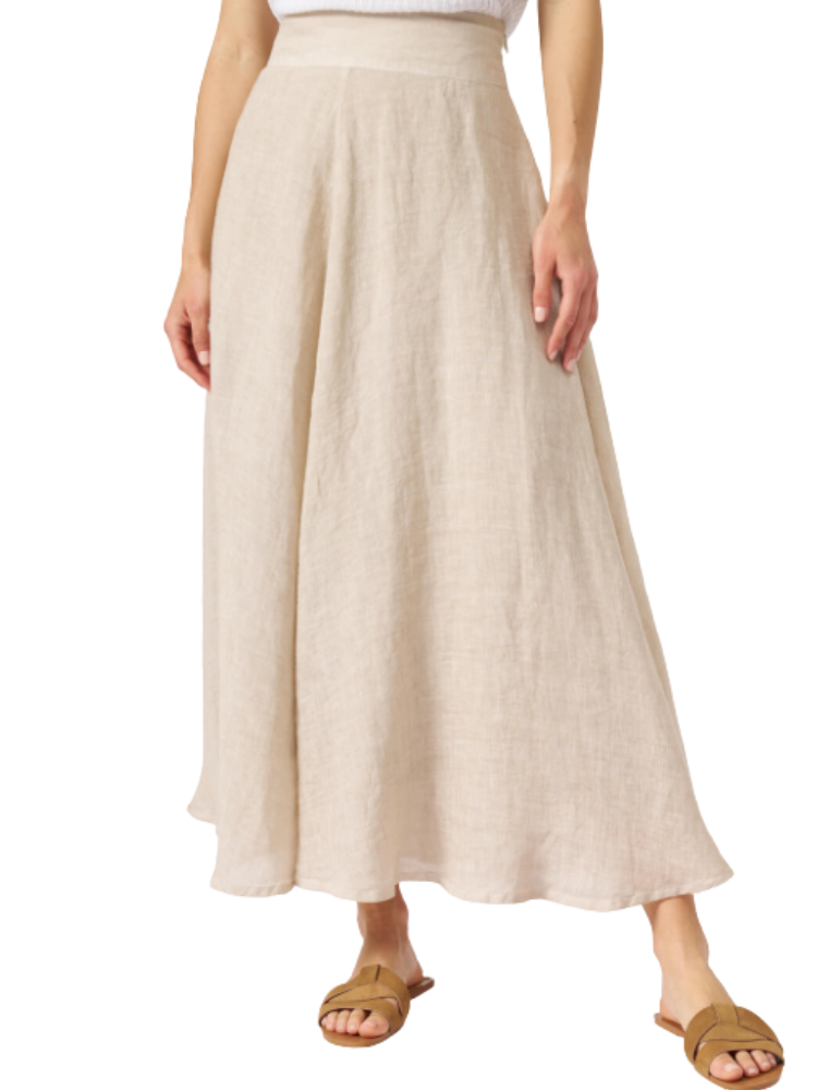 A Line Maxi Linen Skirt  ECRU