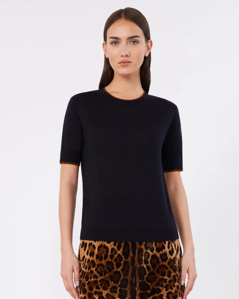 Silk and wool knit sweater black