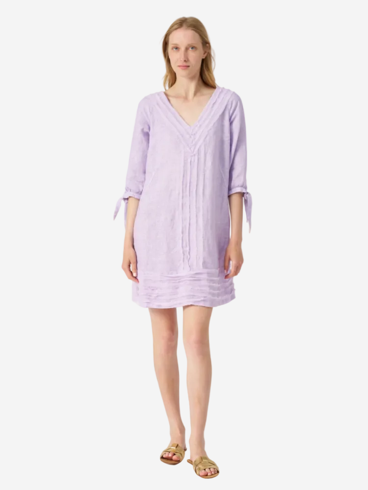 V Neck Cropped Sleeved Mini Dress  LILAC