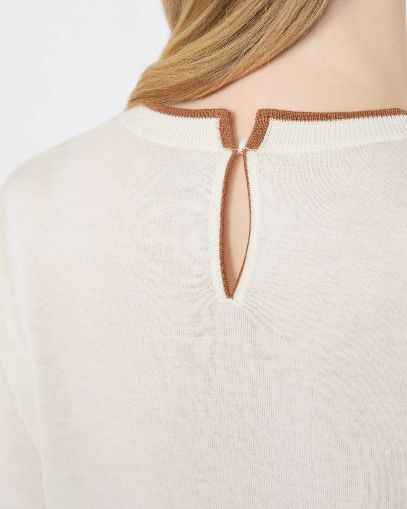 Silk and wool knit sweater optical white