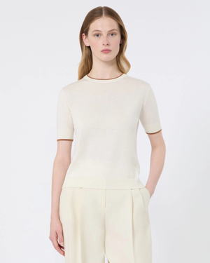 Silk and wool knit sweater optical white