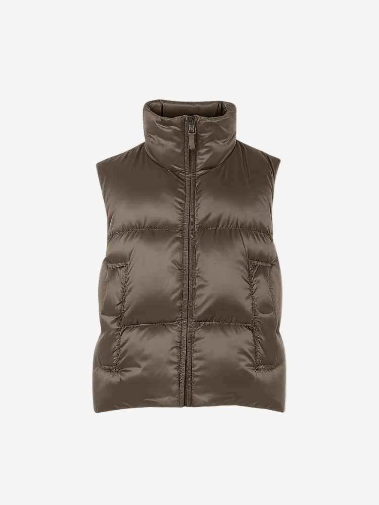 Brown puffer vest on a white background