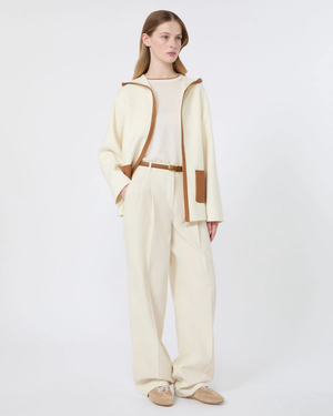 Cotton crêpe long trousers ivory