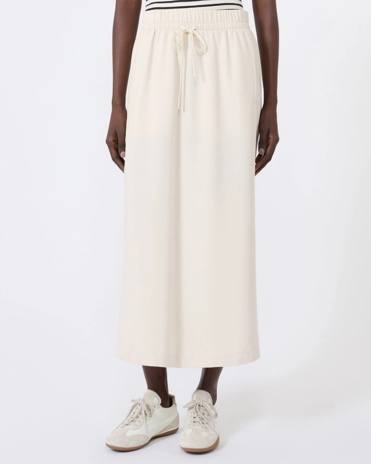 Cotton lyocell jersey skirt Ivory