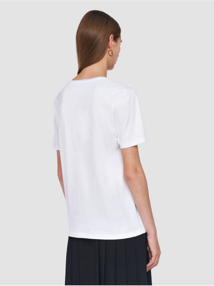 Round Neck Silk Cotton Tee White