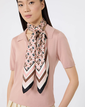 Silk twill foulard scarf Ivory