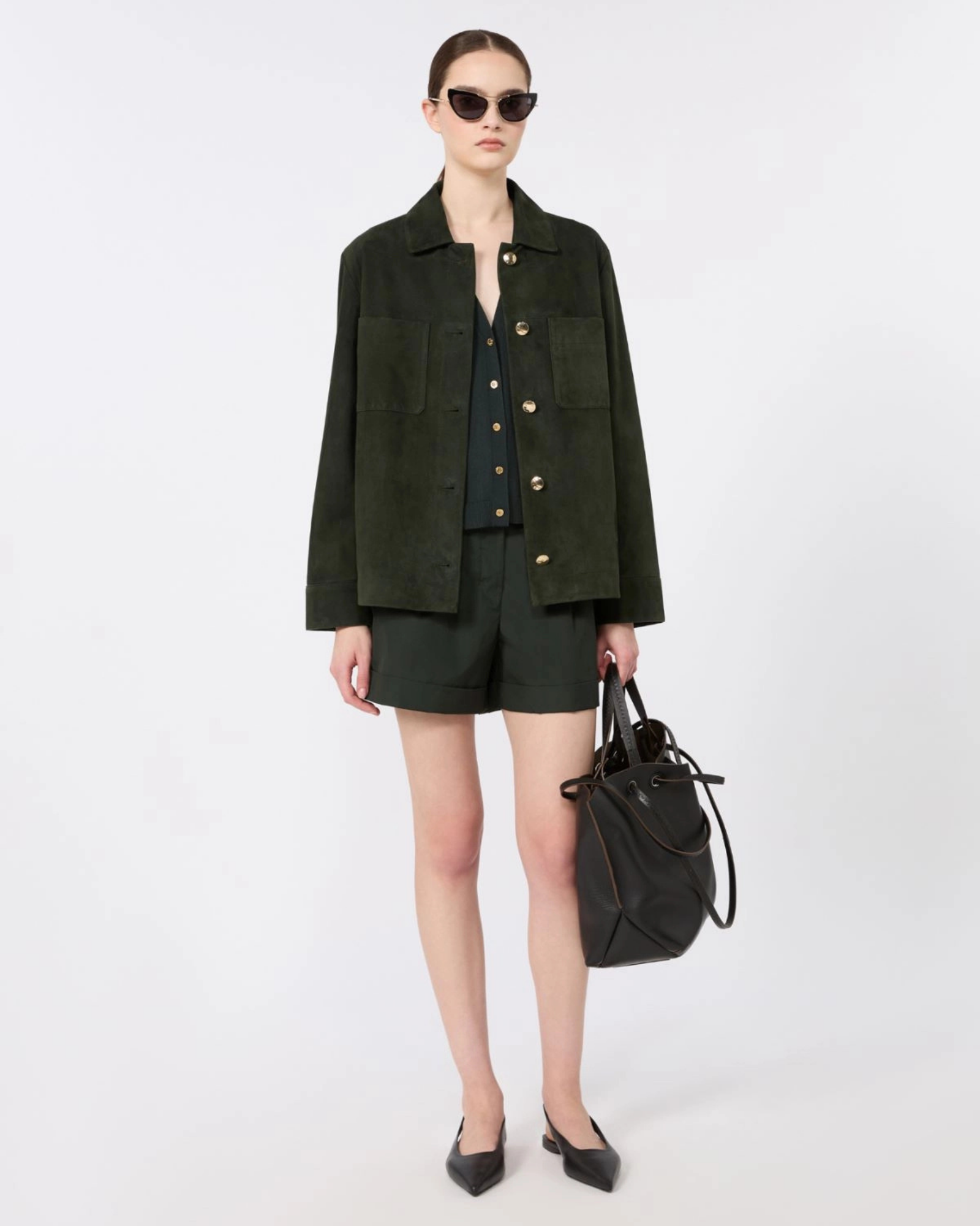 Lamb suede jacket with sprayback finish Green