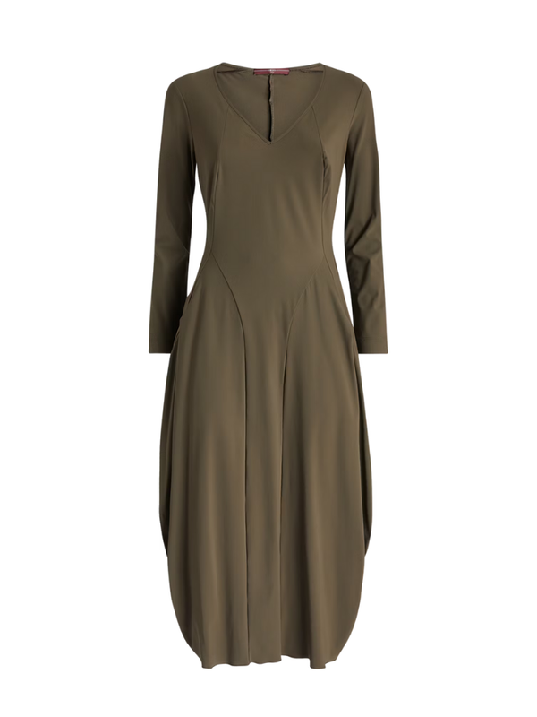 At Length Printed Dress Khaki