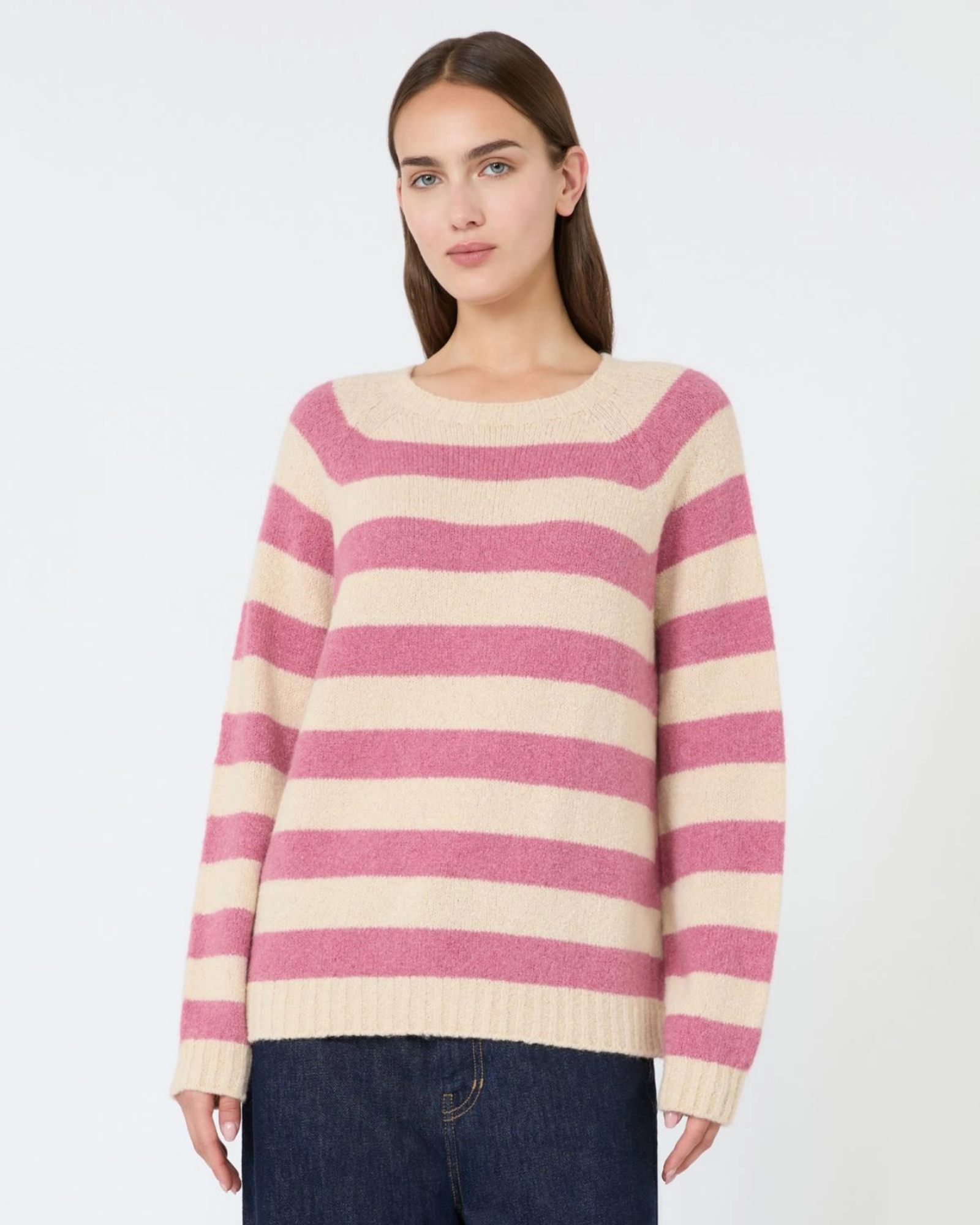 Alpaca cotton knit sweater Raspberry