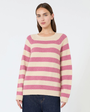 Alpaca cotton knit sweater Raspberry