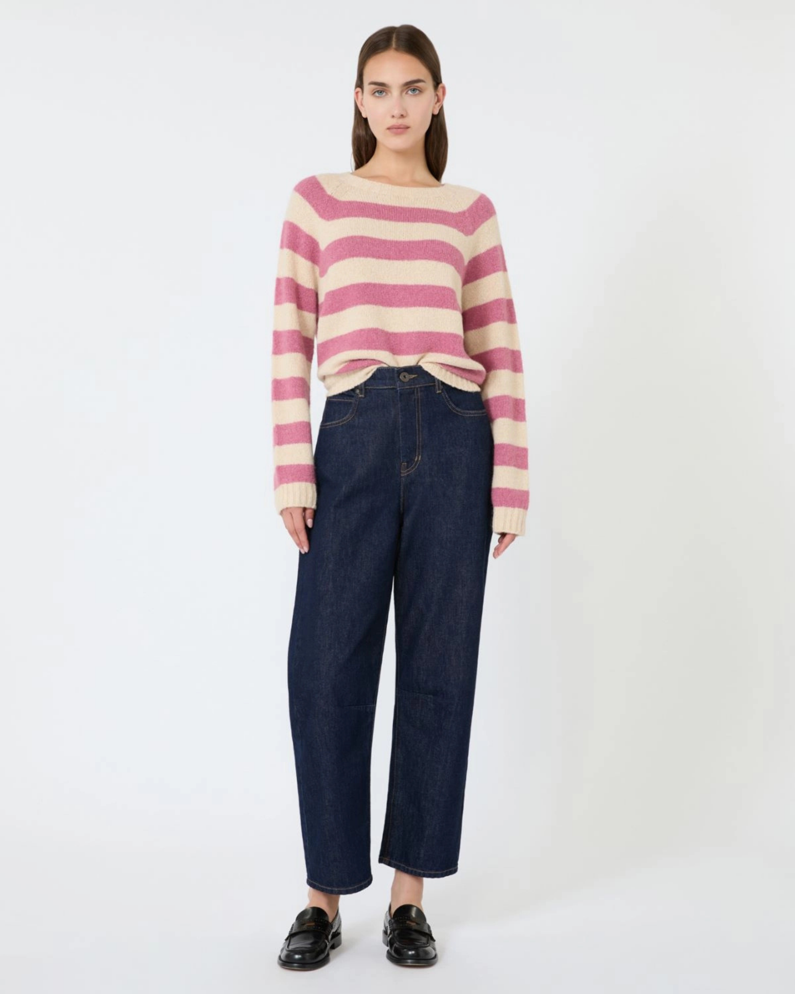 Alpaca cotton knit sweater Raspberry