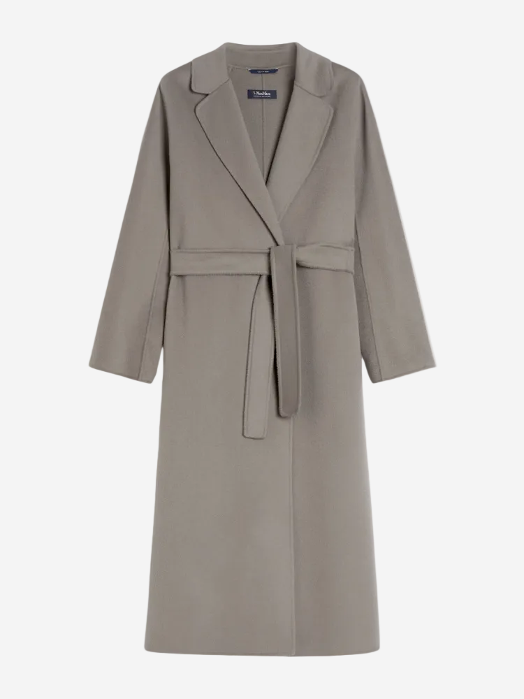Gray trench coat on a white background