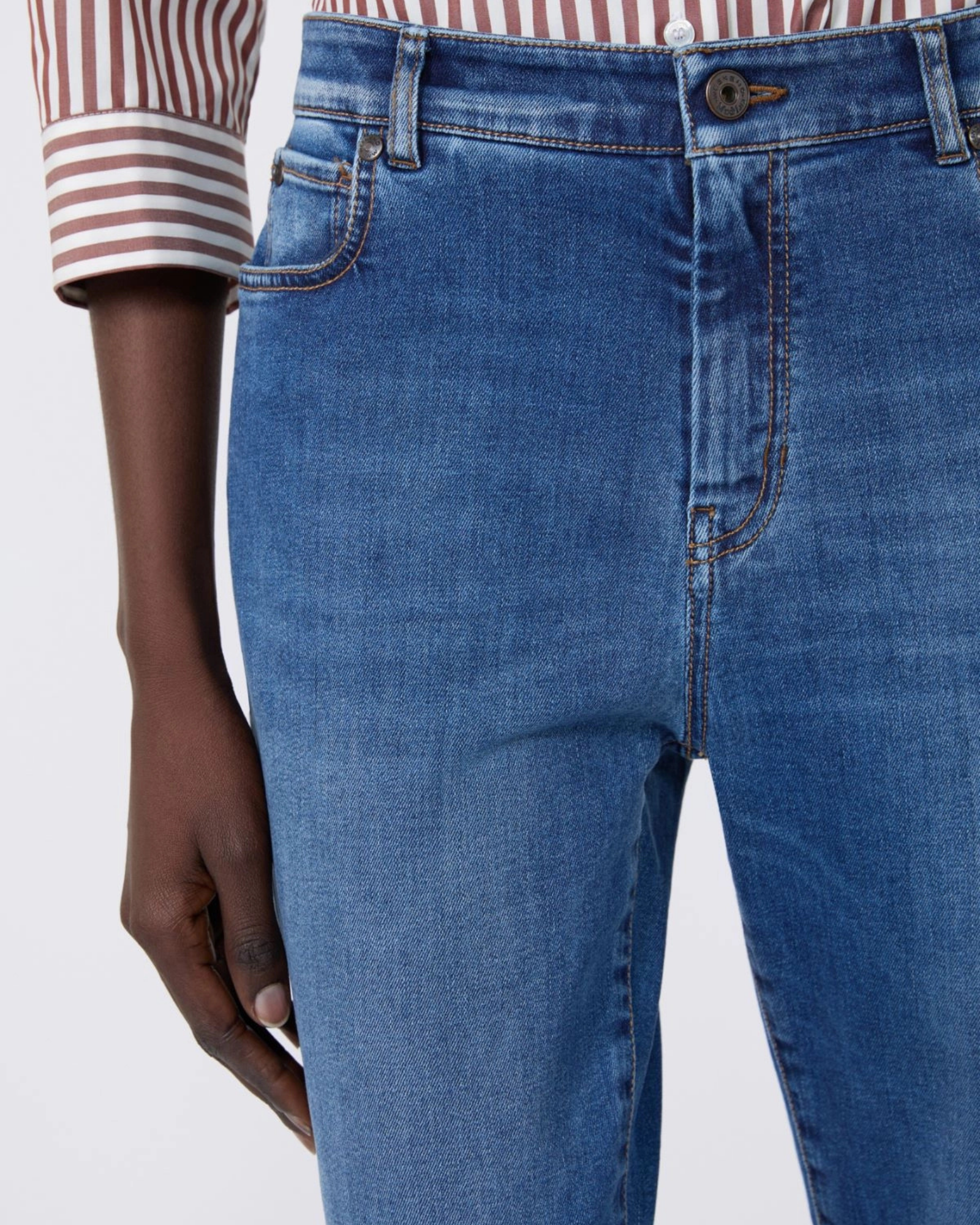 Cotton blend denim trousers Navy Medium