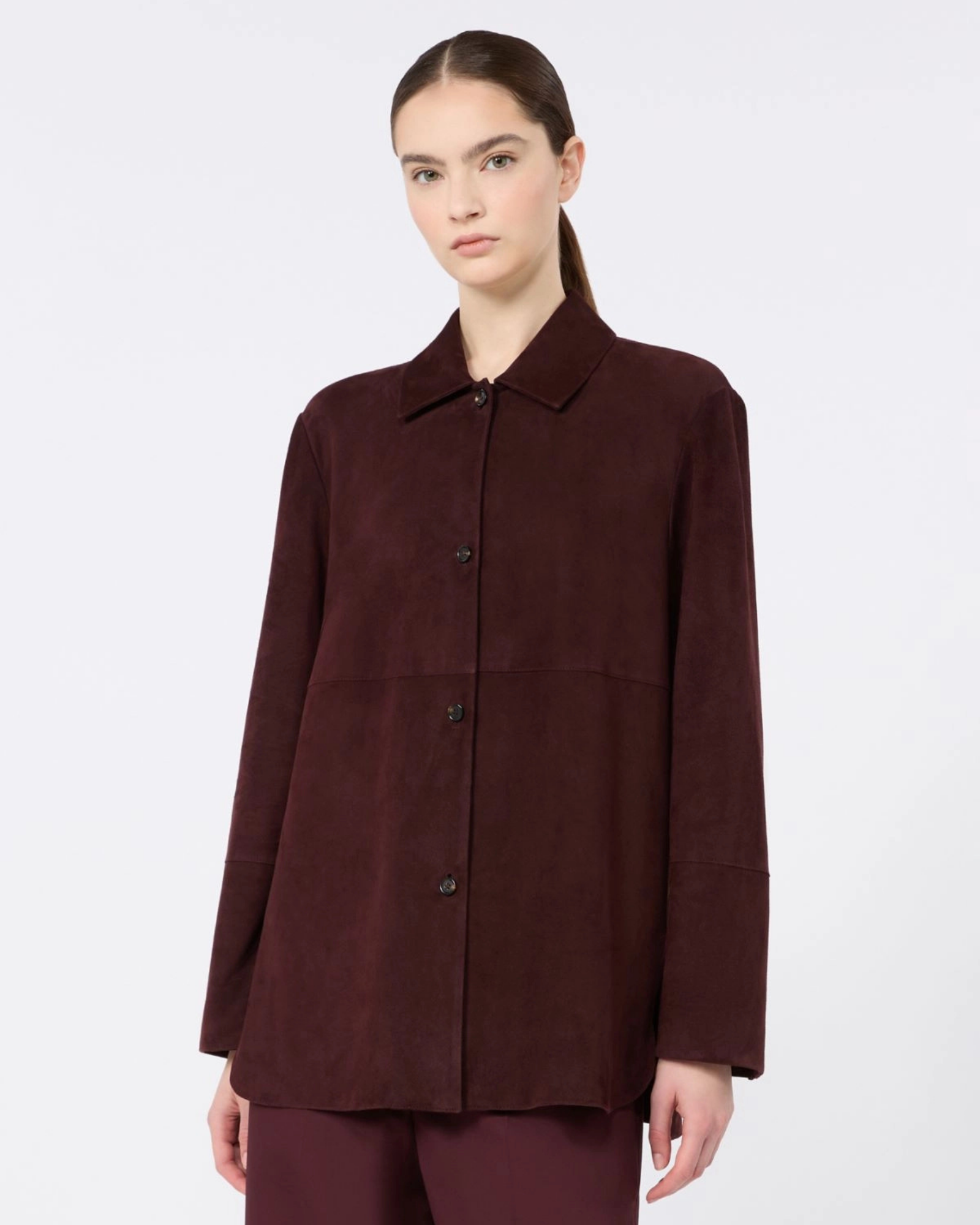Lamb suede jacket with sprayback finish Red