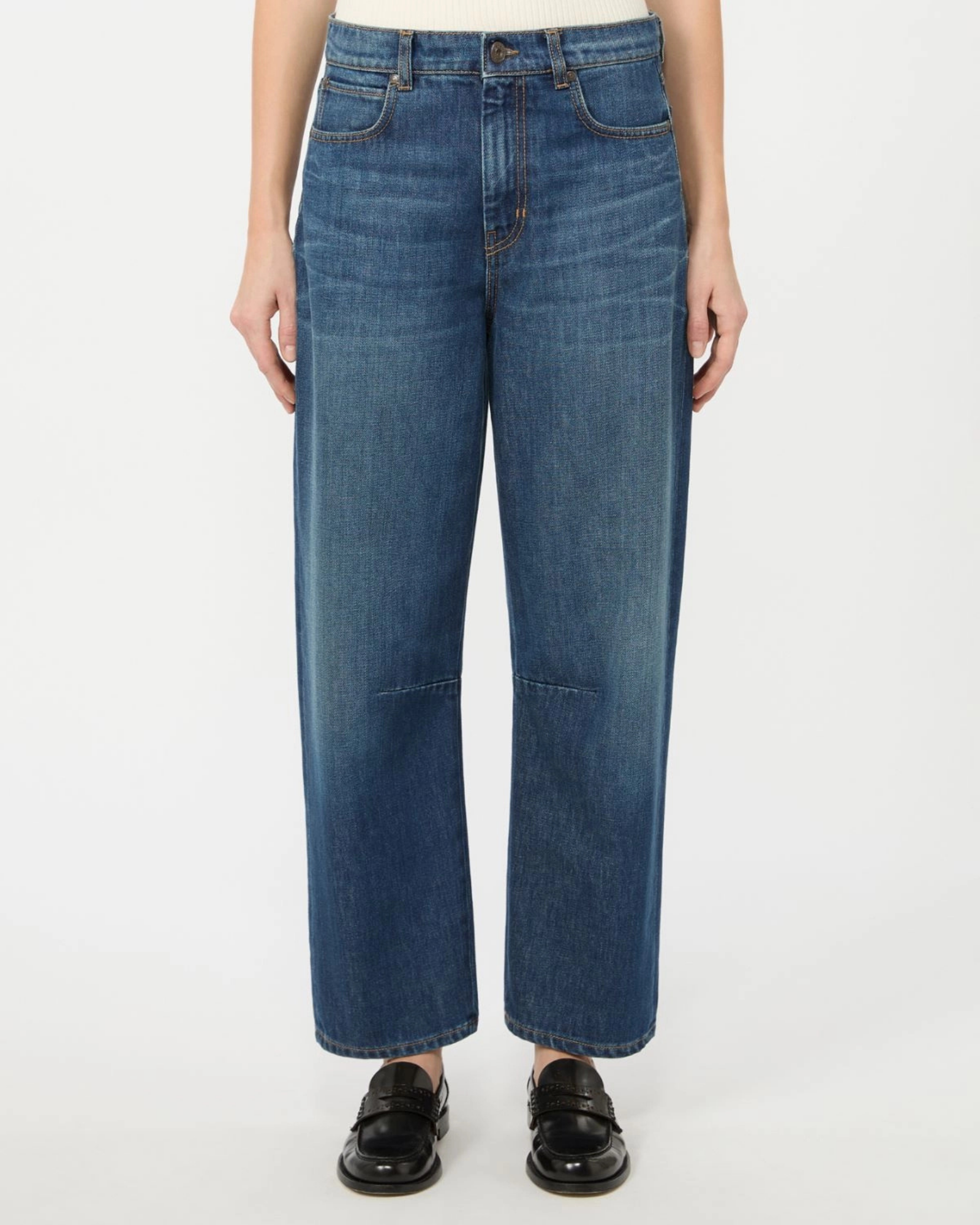 Cotton denim trousers Navy Dark