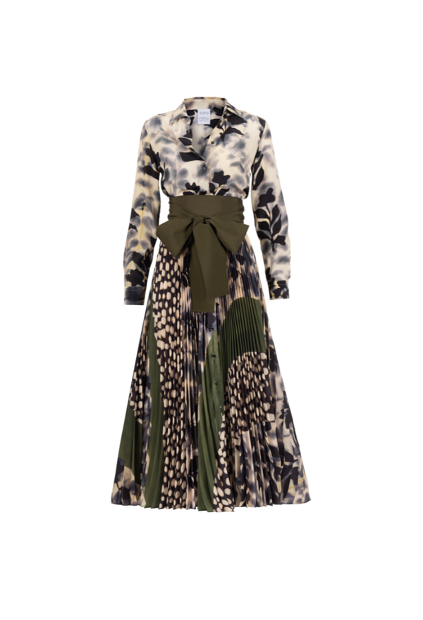 Tosca Mixed Leave Print Dress