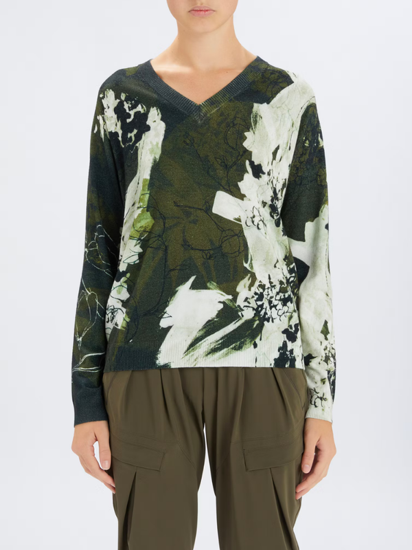 Amuse V-Neck Sweater Floral Print