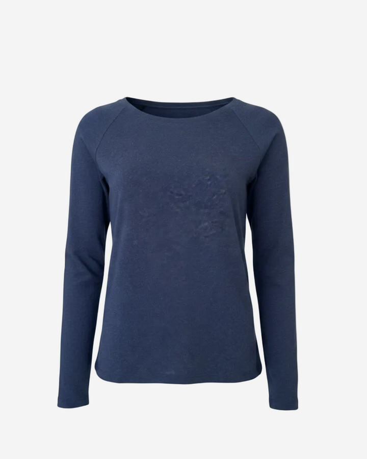 Blue long-sleeve shirt on a white background