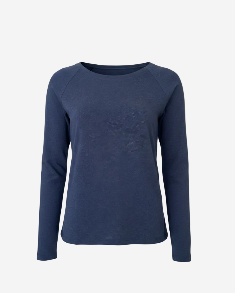 Blue long-sleeve shirt on a white background