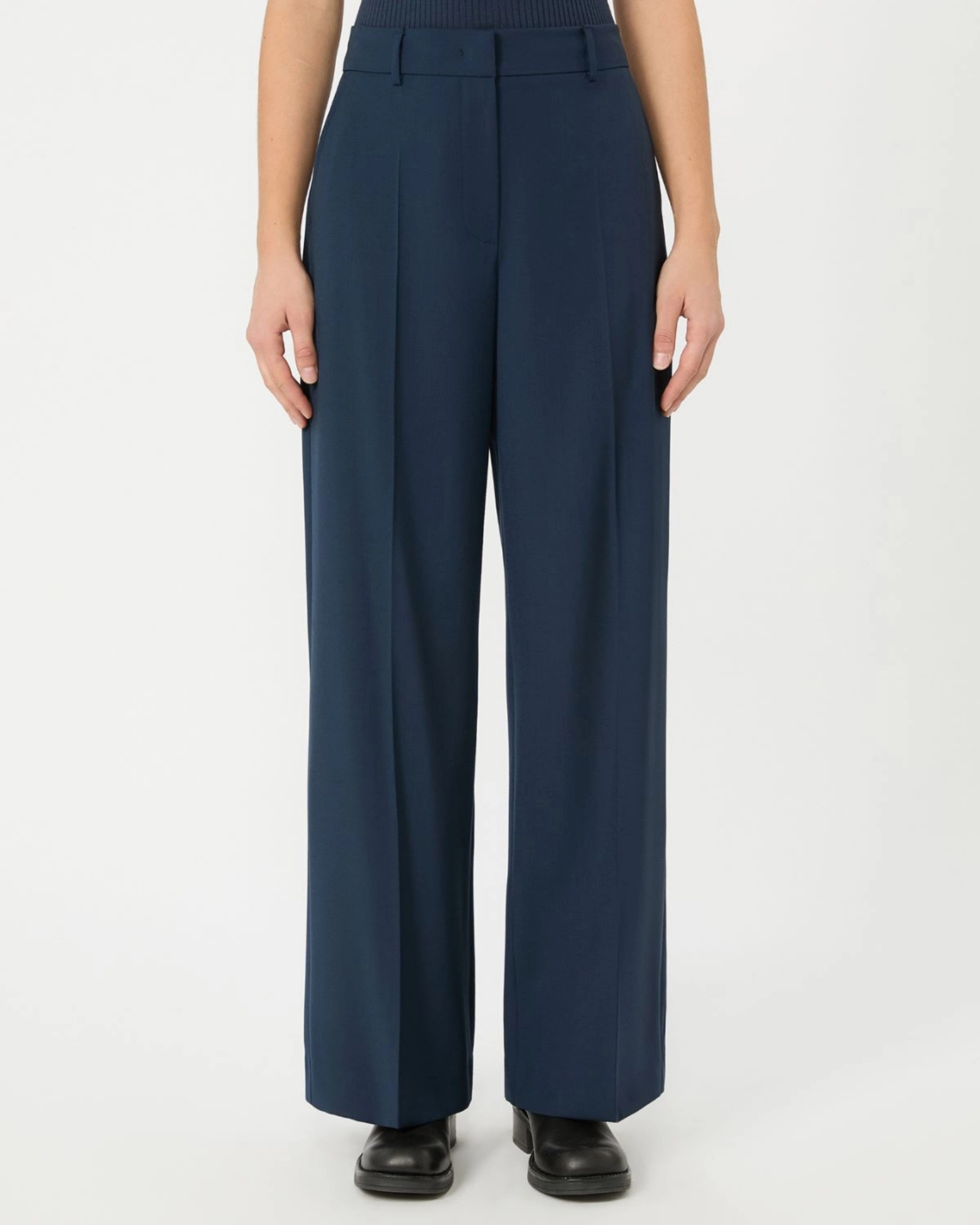 Virgin wool stretch trousers Navy