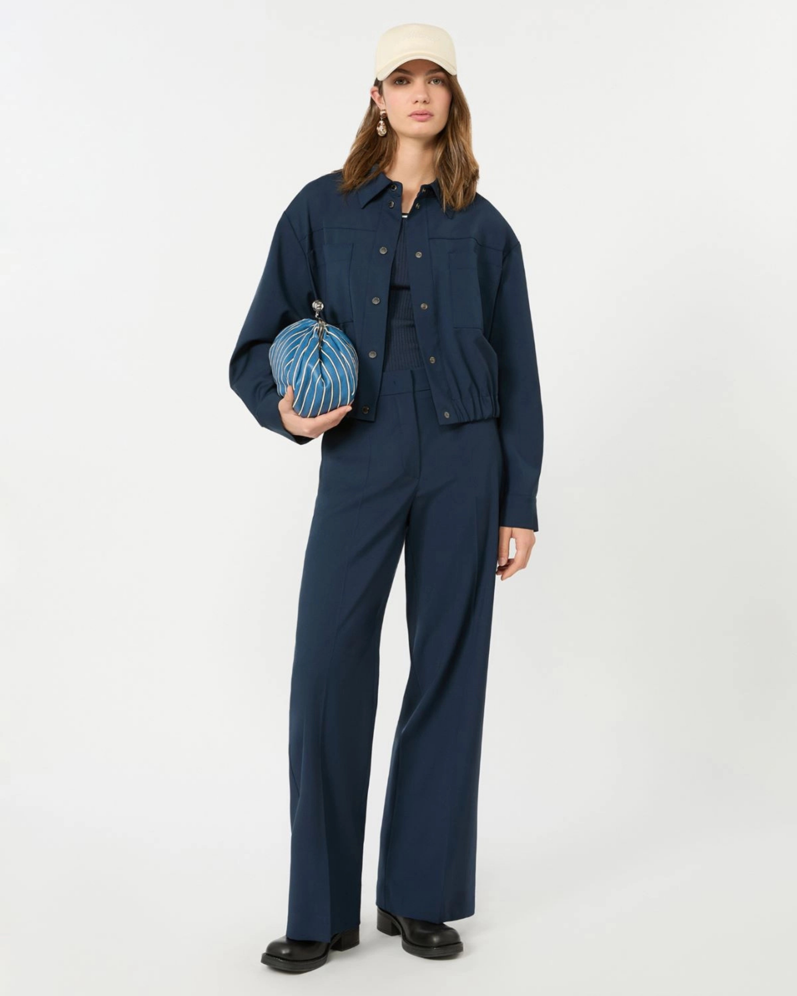 Virgin wool stretch trousers Navy