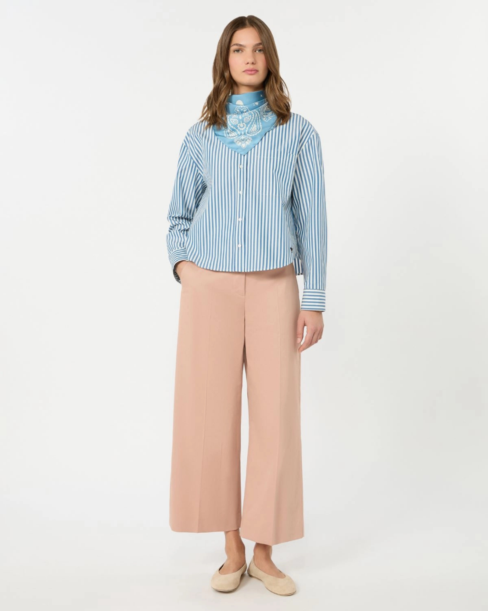 Cotton sateen monostretch trousers Antique Rose
