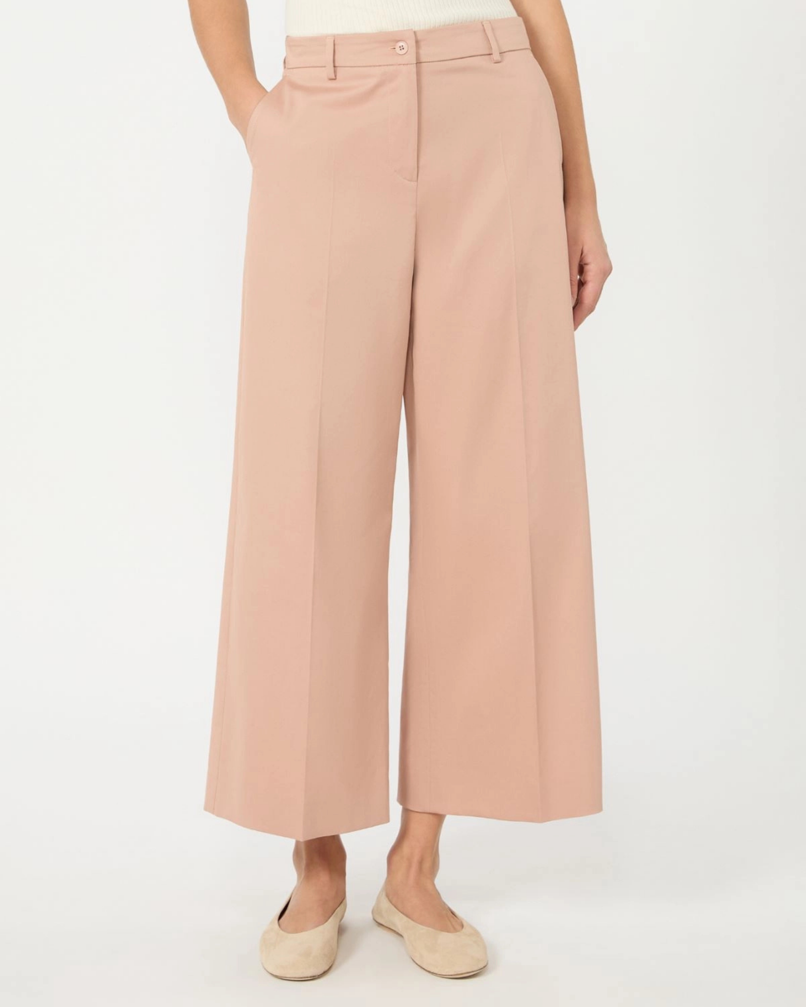 Cotton sateen monostretch trousers Antique Rose