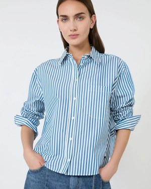 Cotton poplin striped shirt Cornflower
