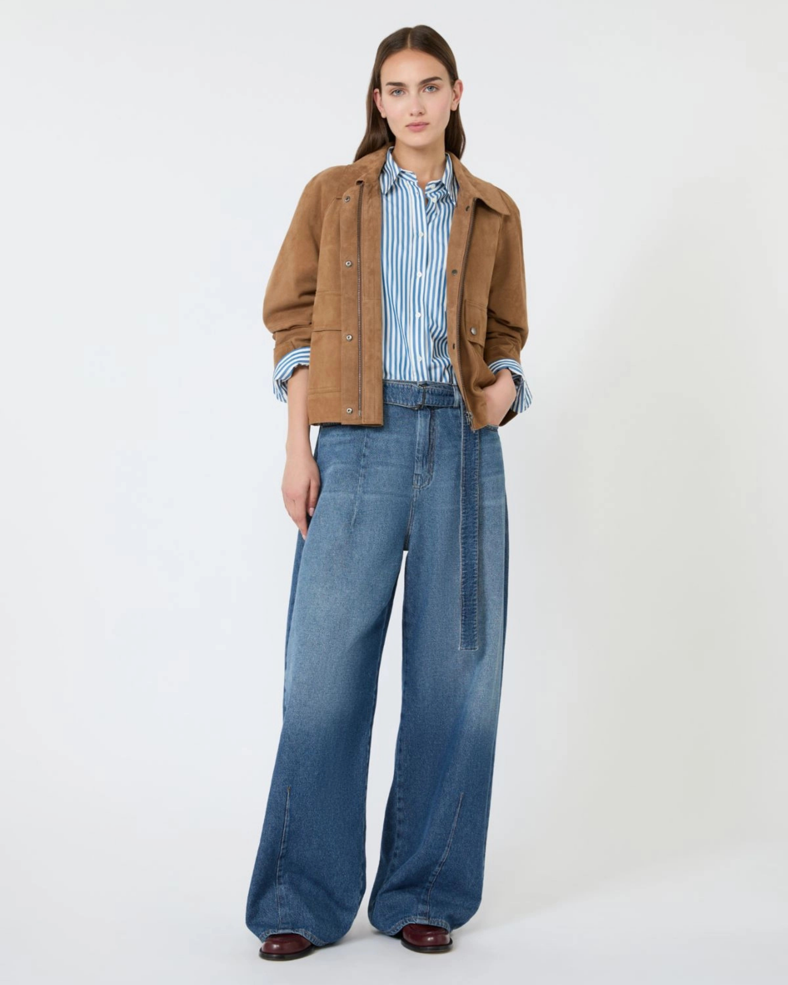 Cotton poplin striped shirt Cornflower