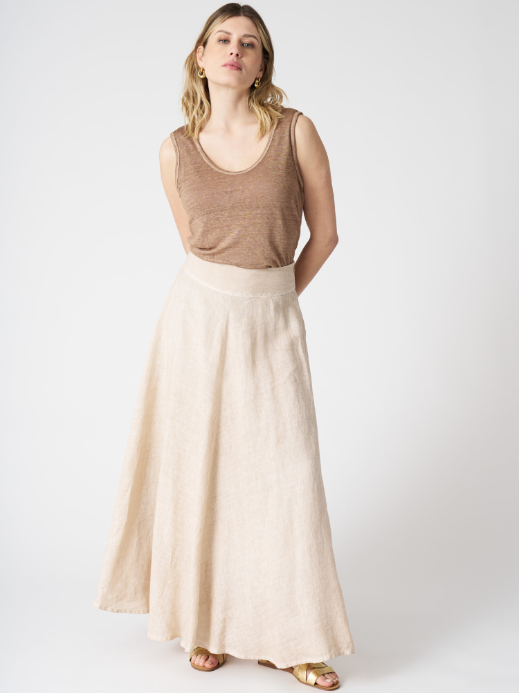 A Line Maxi Linen Skirt  ECRU