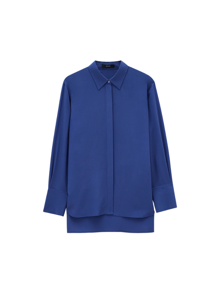 Bold Crepe De Soie Blouse Blue