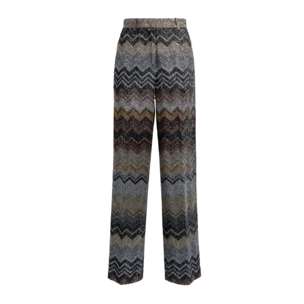 Long Sequin Pant in Charcoal Chevron