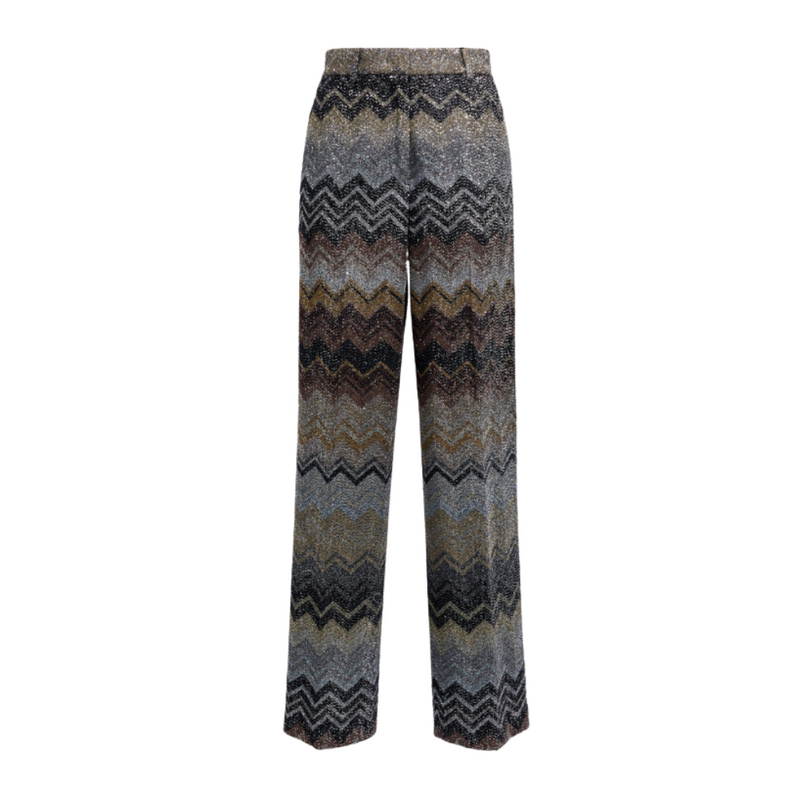 Long Sequin Pant in Charcoal Chevron