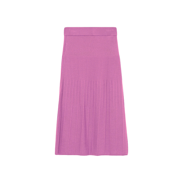 Fine Merino Rib Skirt in Pink