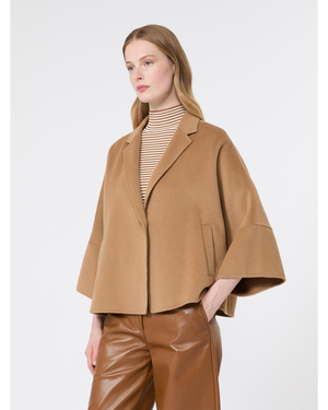 Double-faced cashmere and wool short coat camel