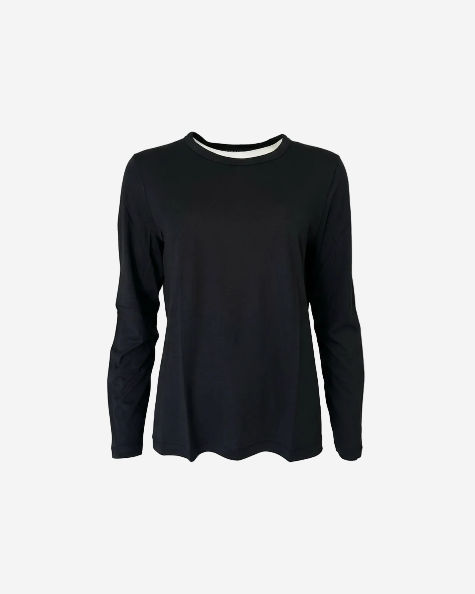 Round Neck Long Sleeve Top BLACK