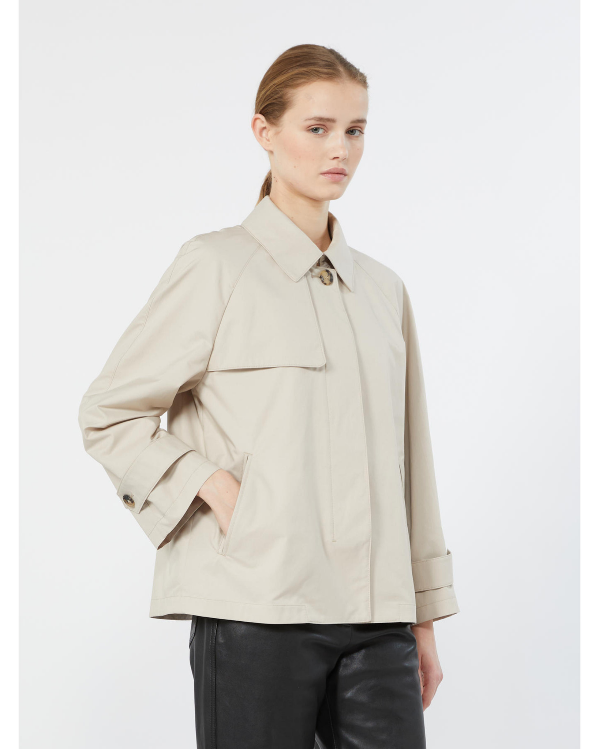 Cotton-polyester twill raincoat Silver