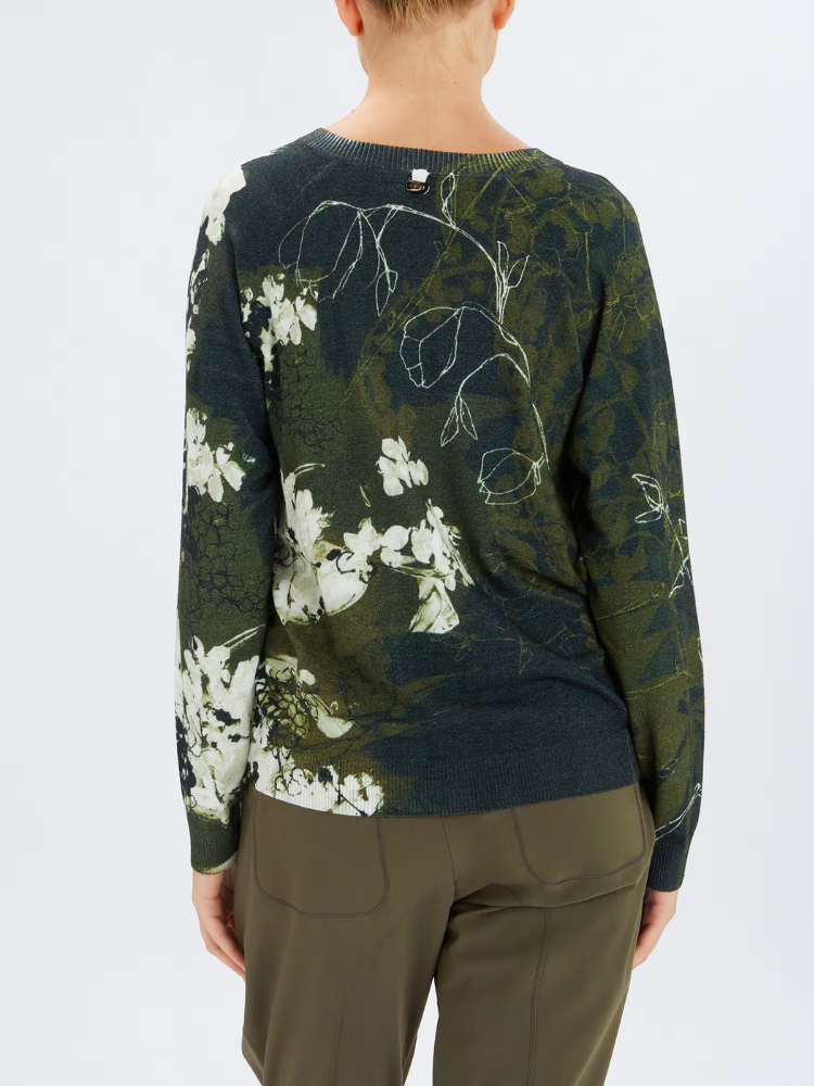 Amuse V-Neck Sweater Khaki Print