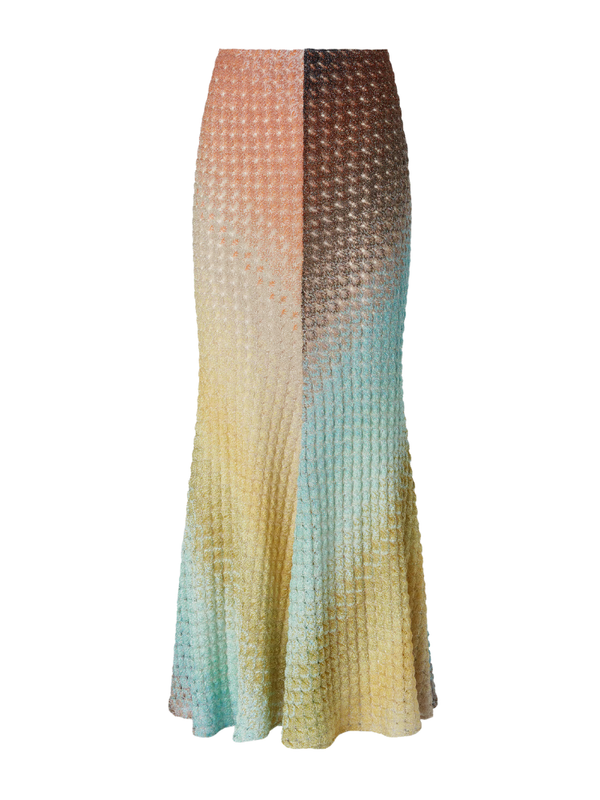 Dégradé flared long skirt in lace