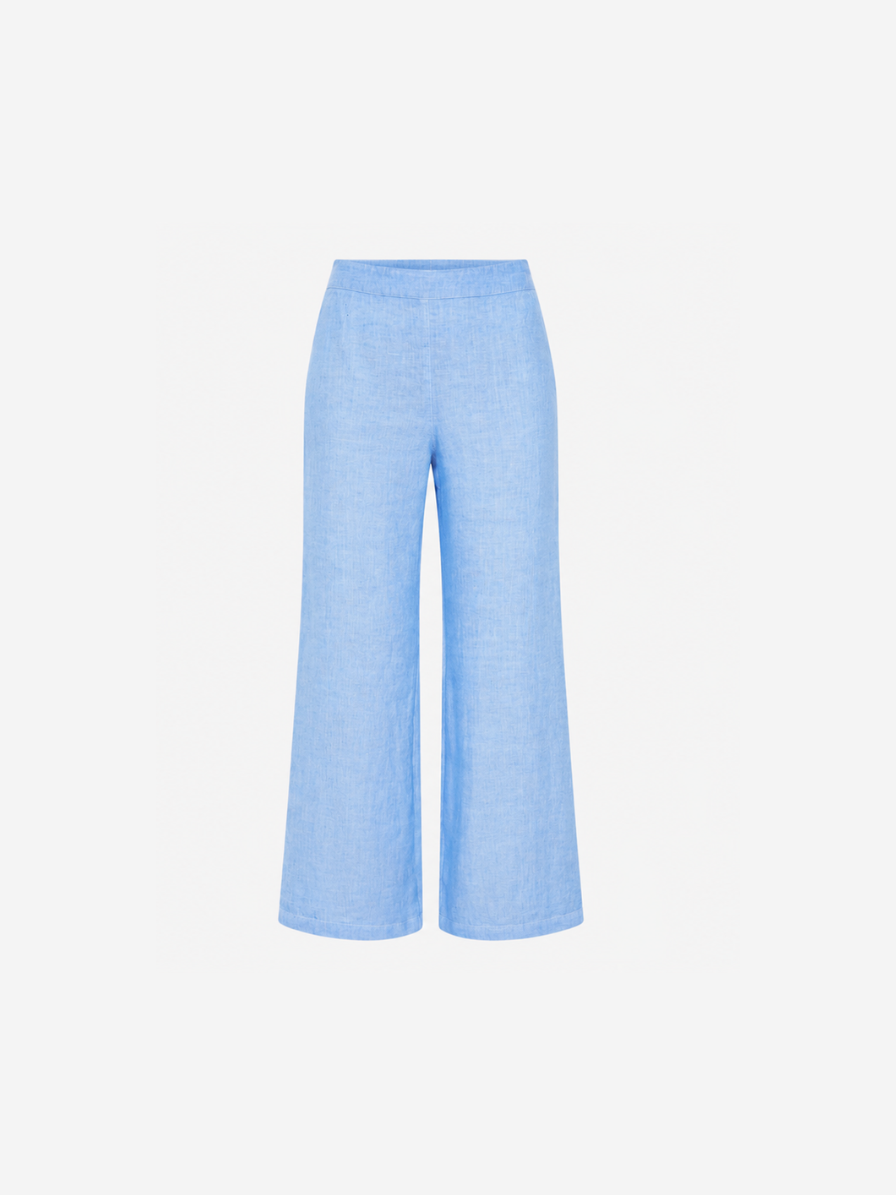 Linen Wide-Leg Trousers Placid Blue