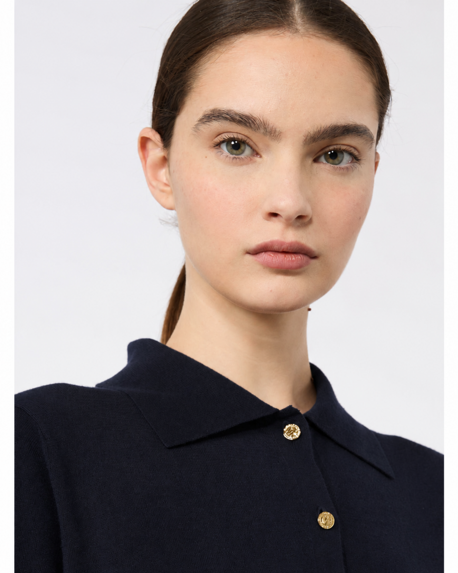 Cotton silk cashmere knit polo Ultramarine