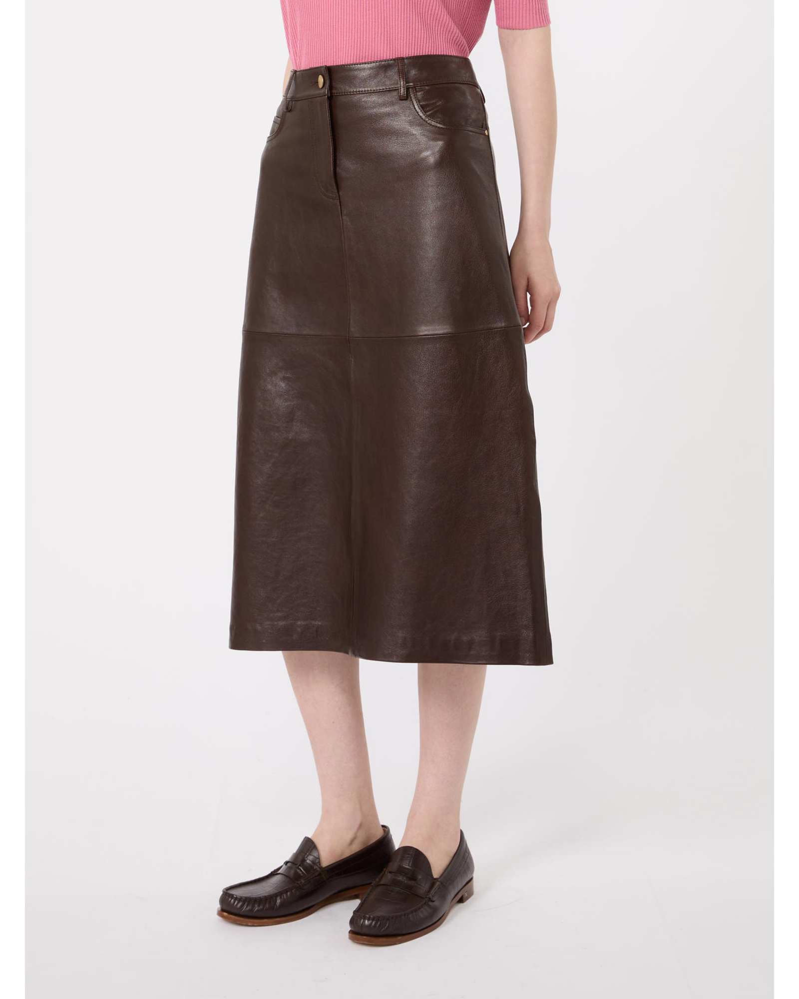 Lamb leather skirt Dark Brown