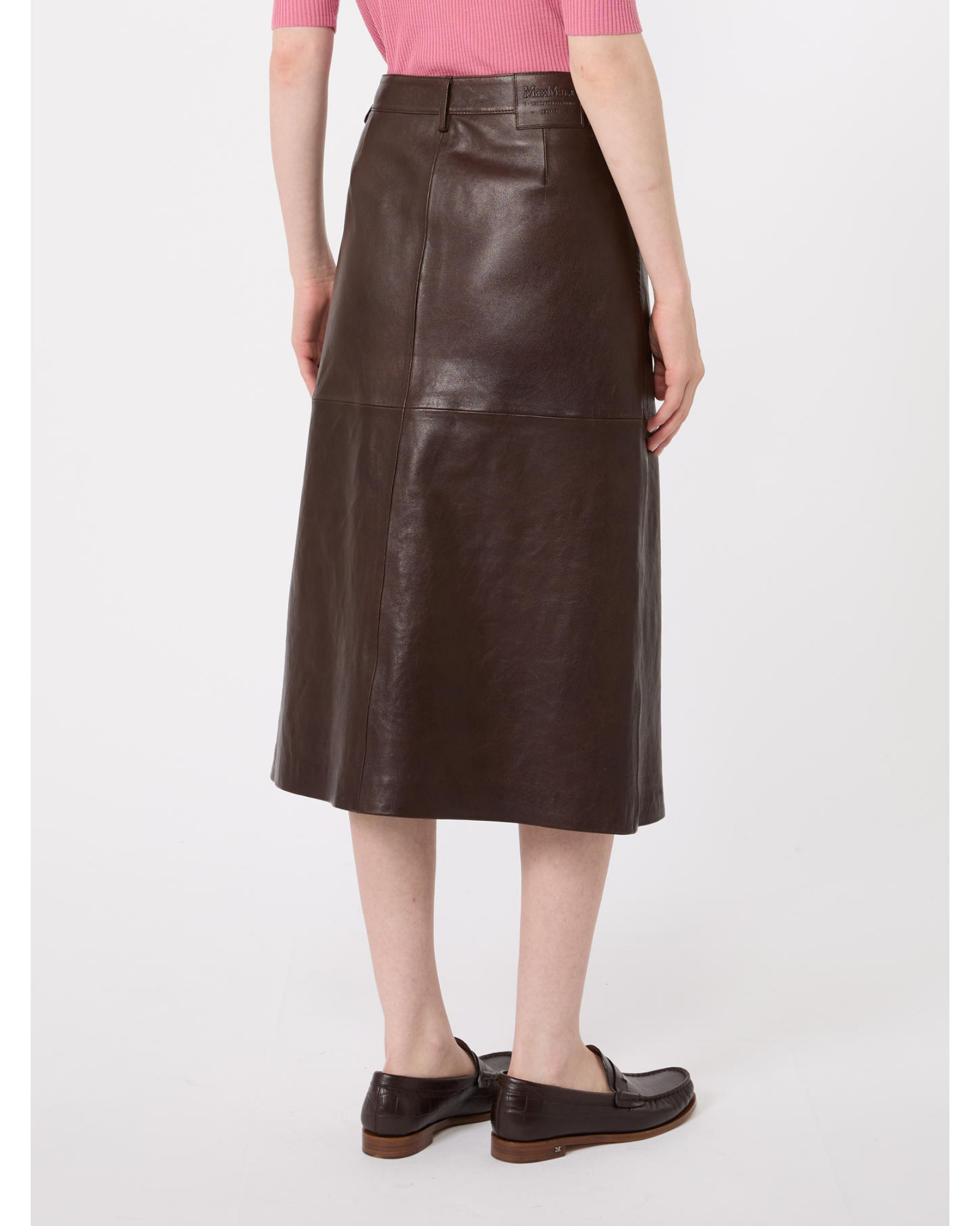 Lamb leather skirt Dark Brown