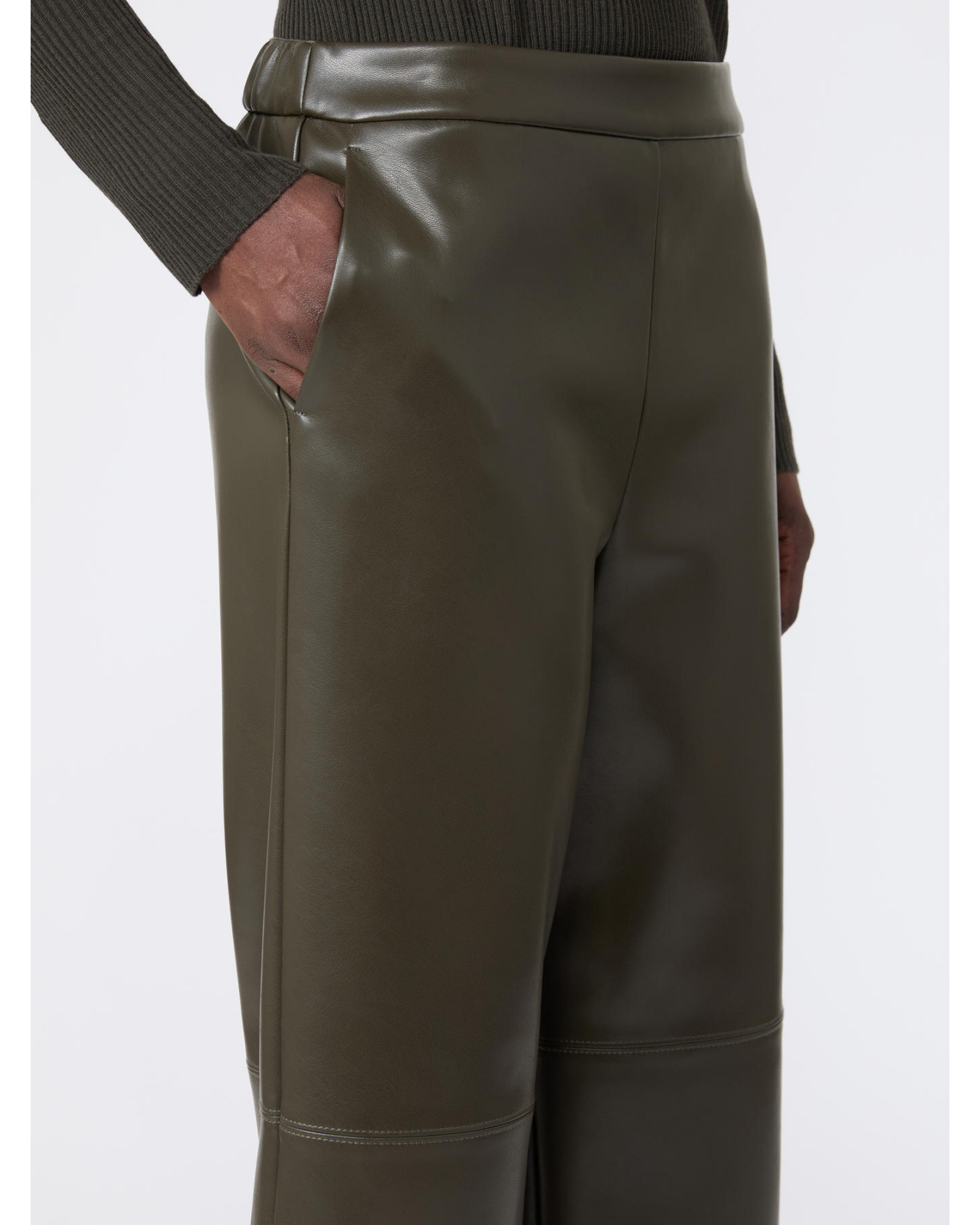 Faux-leather jersey trousers Dark Green