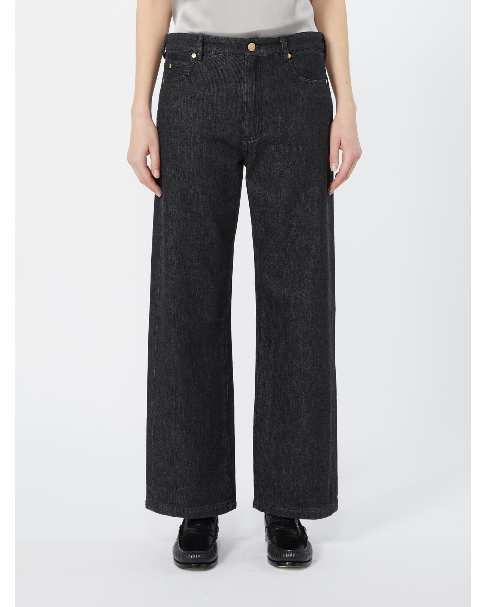 Cotton denim trousers Black