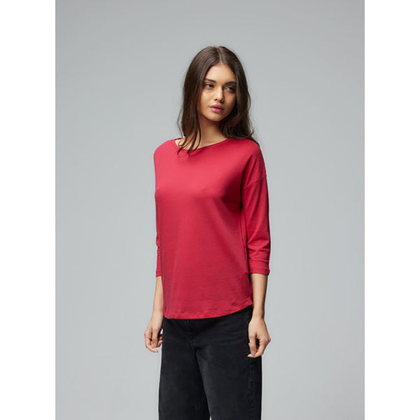 Boatneck 3/4 Sleeve Top in Rose Passion