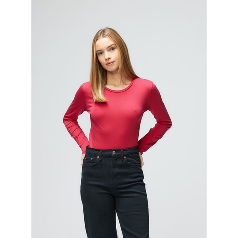 Round Neck Long Sleeve Tee in Rose Passion