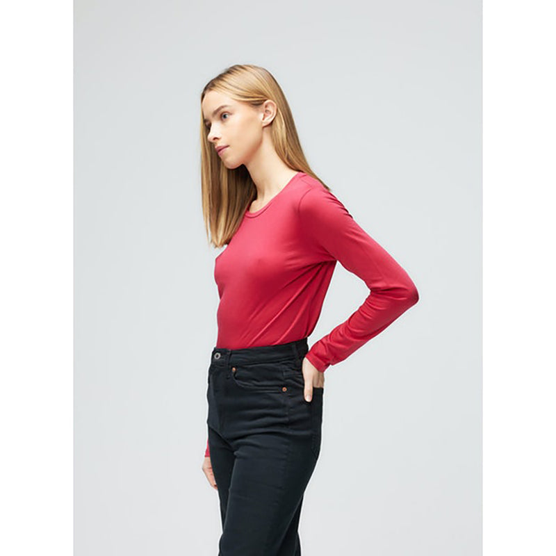 Round Neck Long Sleeve Tee in Rose Passion